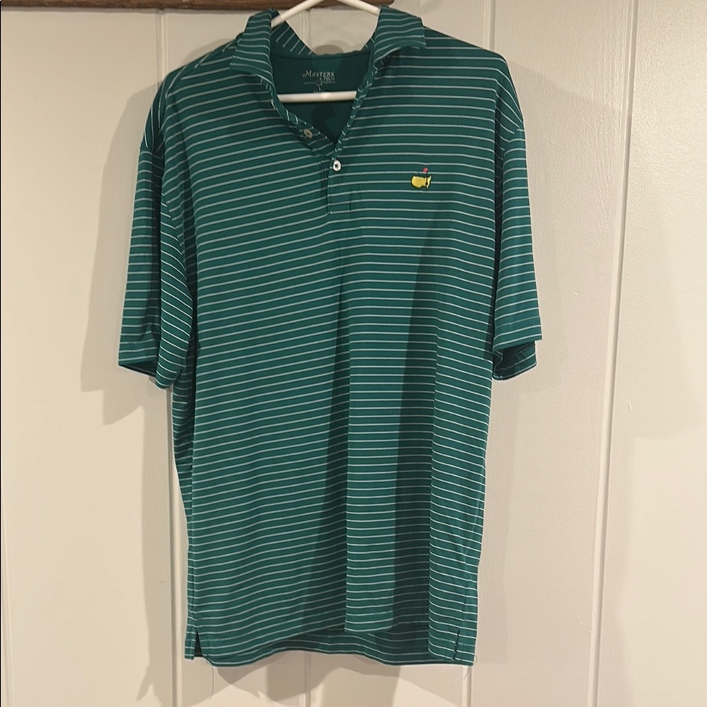 Masters Green Striped Polo Shirt